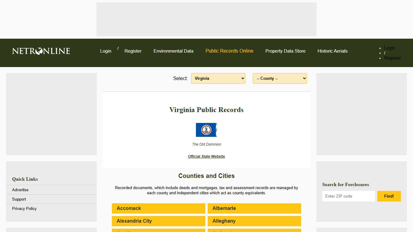 Virginia Public Records Online Directory