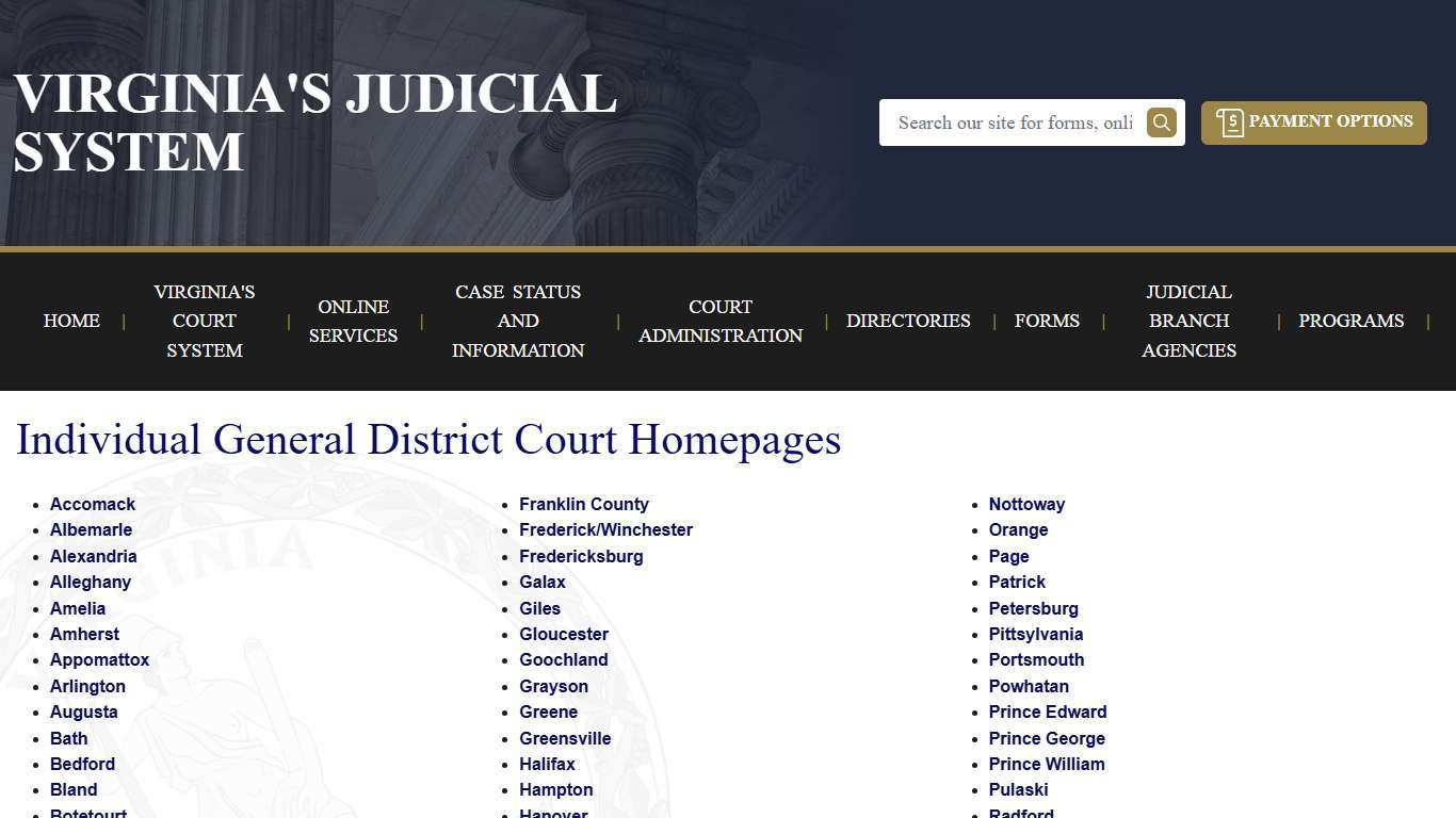 Individual General District Court Homepages | Virginia Court System