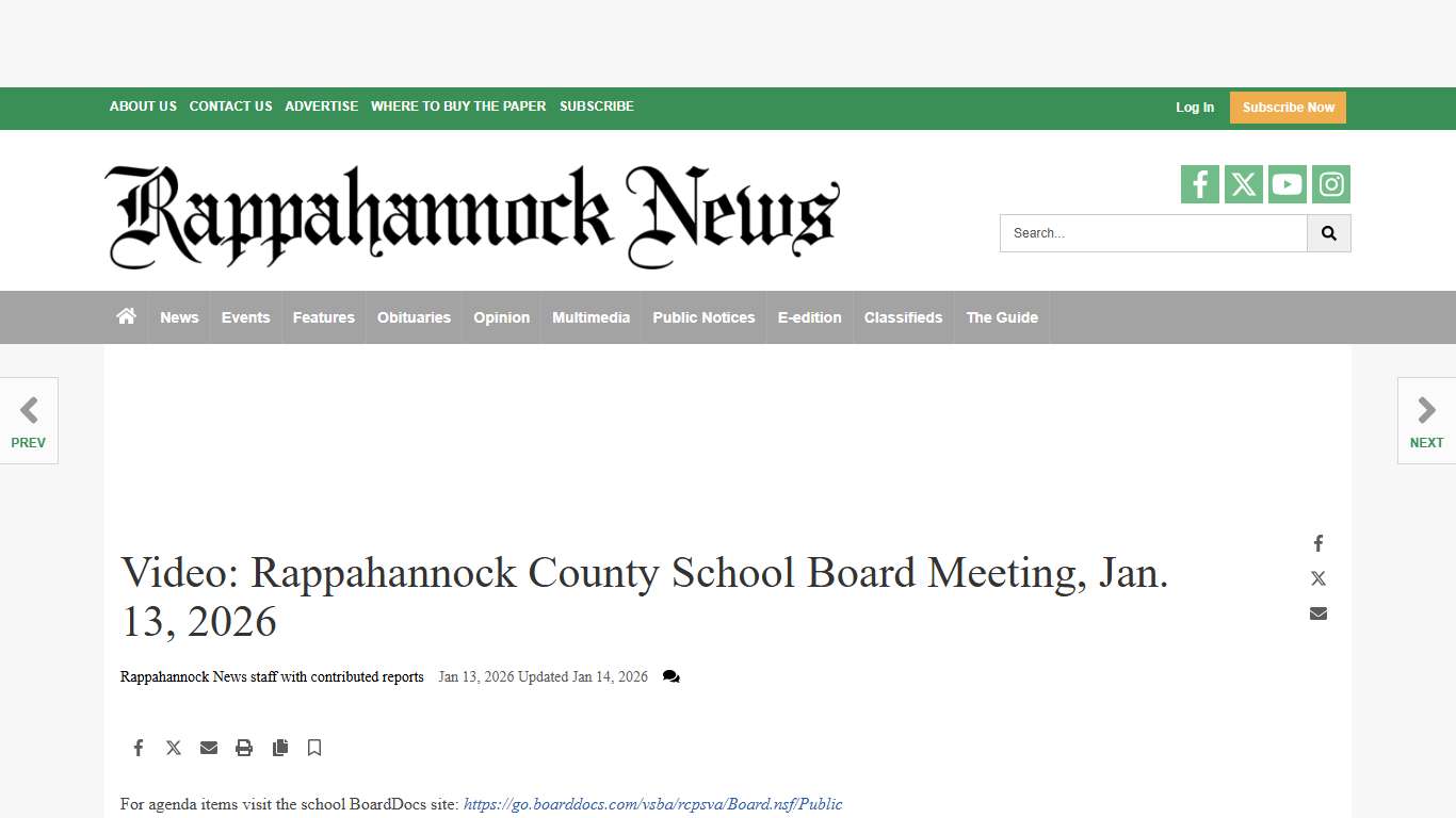 Video: Rappahannock County School Board Meeting, Jan. 13, 2026 | Videos | rappnews.com