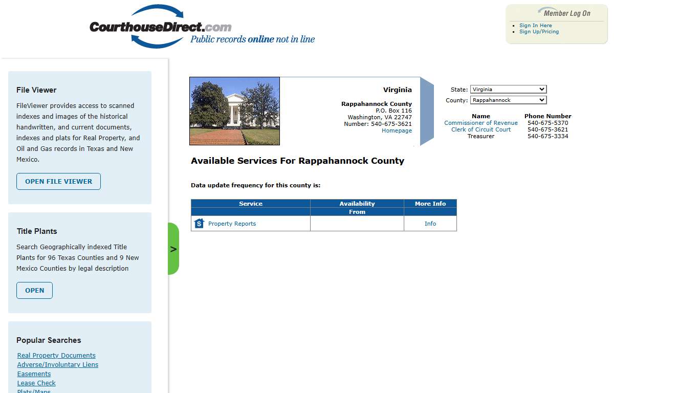 Search Rappahannock County Public Property Records Online | CourthouseDirect.com