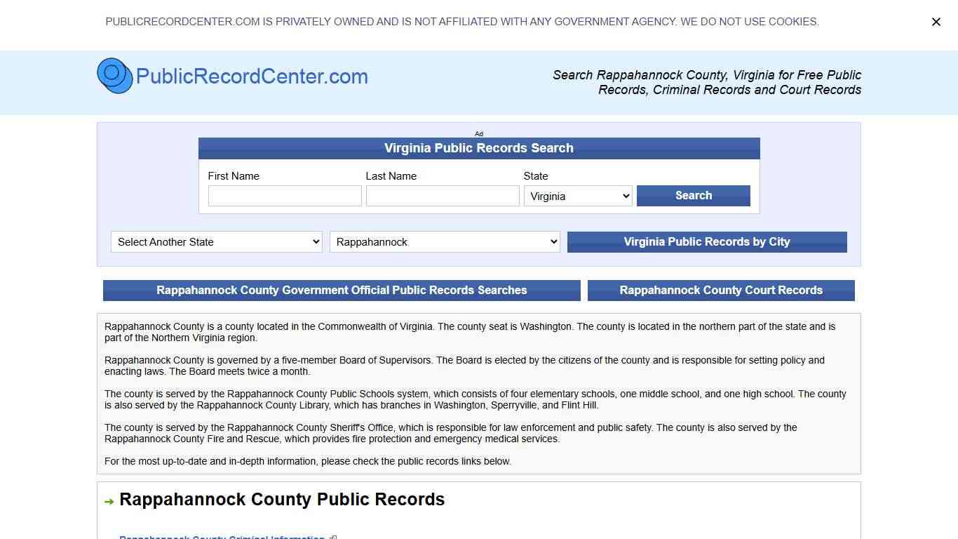 Rappahannock County Virginia Free Public Records - Court Records - Criminal Records